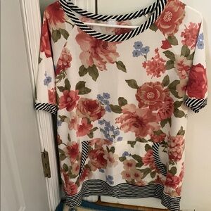 Vibrant Red and Pink Short Sleeve Tee worn once